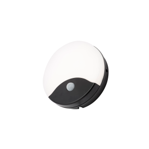 TURUS 15W ROUND BULKHEAD w PIR IP65 BLACK