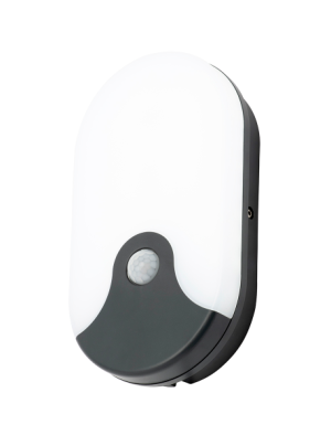 TURUS 15W OVAL BULKHEAD w PIR IP65 BLACK