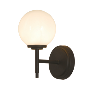 Porto 1lt Wall Lamp Matt Black/Opal