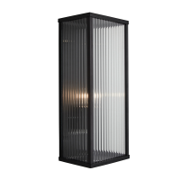 Memphis E27 Box Frame Lantern w Ribbed Glass Black
