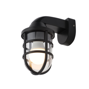 Jura 1 x E27 ABS+PC Wall Light Black IP44 Black