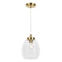Rhys Glass Tulip Bathroom Pendant Satin Brass/Clear