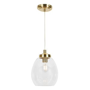 Rhys Glass Tulip Bathroom Pendant Satin Brass/Clear