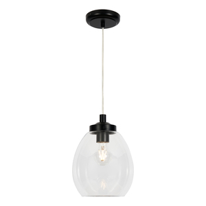 Dylan Glass Tulip Bathroom Pendant Satin Black/Clr