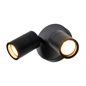 Leto IP65 Twin GU10 Adj Wall Light Blk