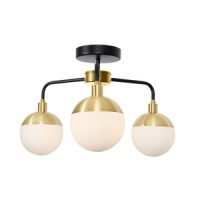 Lille 3Lt Bathroom Ceiling light IP44 Blk/SBrs/Opl