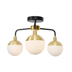 Lille 3Lt Bathroom Ceiling light IP44 Blk/SBrs/Opl