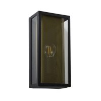 Cuba E27 Box Lantern w Mesh Insert Black/Brass - Image 2