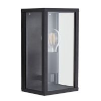 Chinon 1lt E27 Glass Panel Box Lantern Black - Image 2