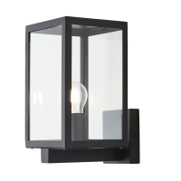 Hestia E27 Glass Panel Box Lantern Black