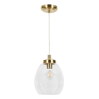 Rhys Glass Tulip Bathroom Pendant Satin Brass/Clear - Image 2