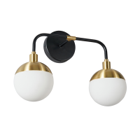 Lille 2Lt Bathroom Wall light IP44 Blk/SBrs/Opl - Image 2