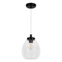 Dylan Glass Tulip Bathroom Pendant Satin Black/Clr - Image 2