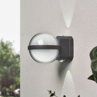 Anmo 2 x 1w + 3w CCT 3/45/6k Globe Wall Light IP54 Anth - Image 3