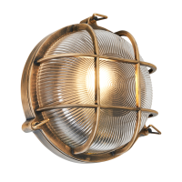 Gali 1 x E27 Caged Round Bulkhead IP44 Gold