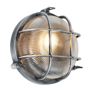 Gali 1 x E27 Caged Round Bulkhead IP44 Silver