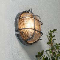 Gali 1 x E27 Caged Round Bulkhead IP44 Silver - Image 2