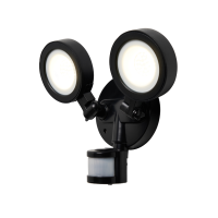 Alan 2x10w LED Adj FL w180deg PIR IP65 4k Blk
