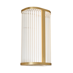 Nayru 8w LED Wall Light CCT 3/4k IP44 Brass/Opal