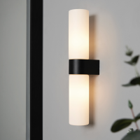 Cuco 6w LED Wall Light IP44 Blk/Opal - Image 2