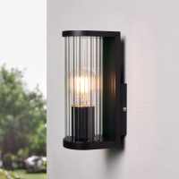 Akuma 1lt E27 Ribbed Wall Light Alum/Glass Black - Image 2